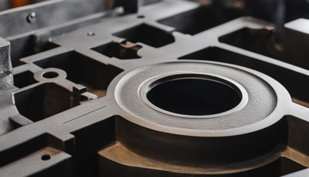 Verschillende soorten middelgrote en grote ductiele ijzeren gietstukken, harszandproces, isolatietijd die nodig is voor de zandbak na het gieten